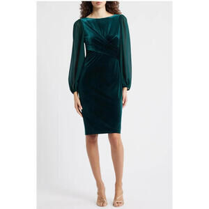 NWTSize 6 Vince Camuto long sleveed green knee lenth dress